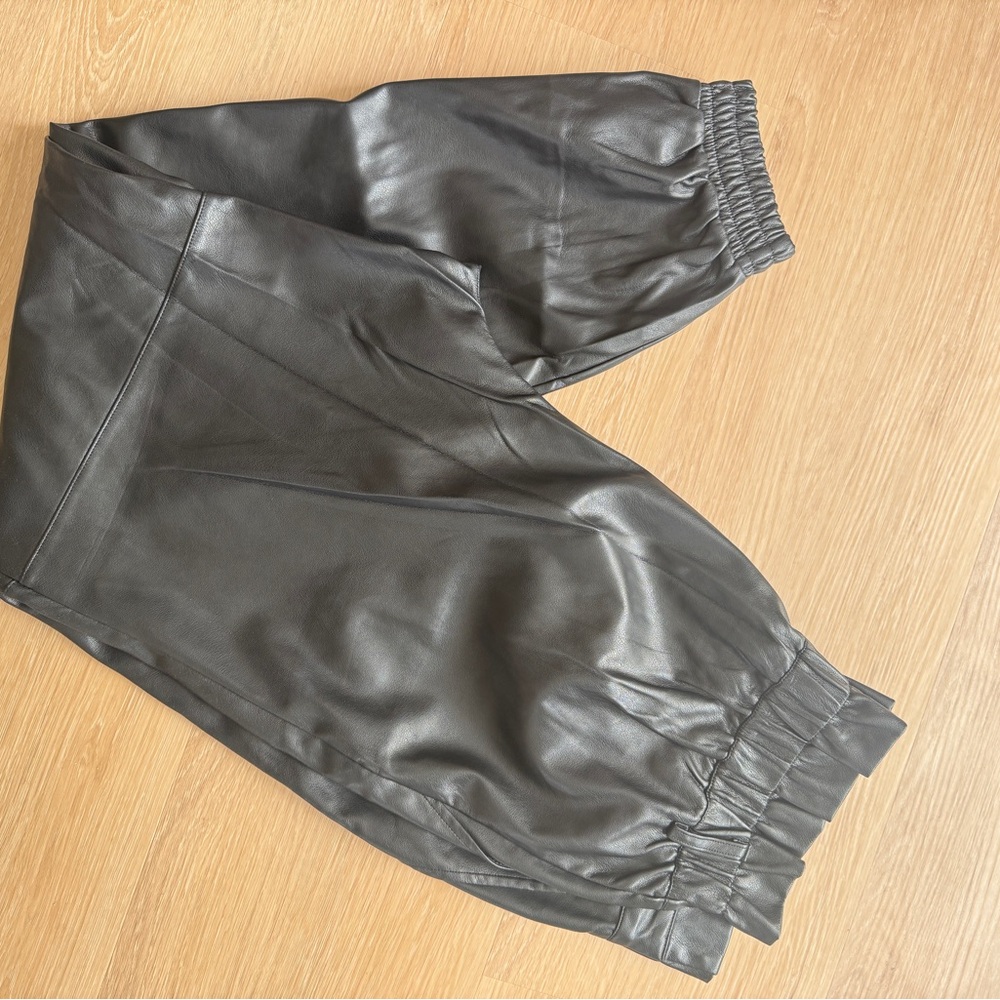 Black Faux Leather Joggers XL womens